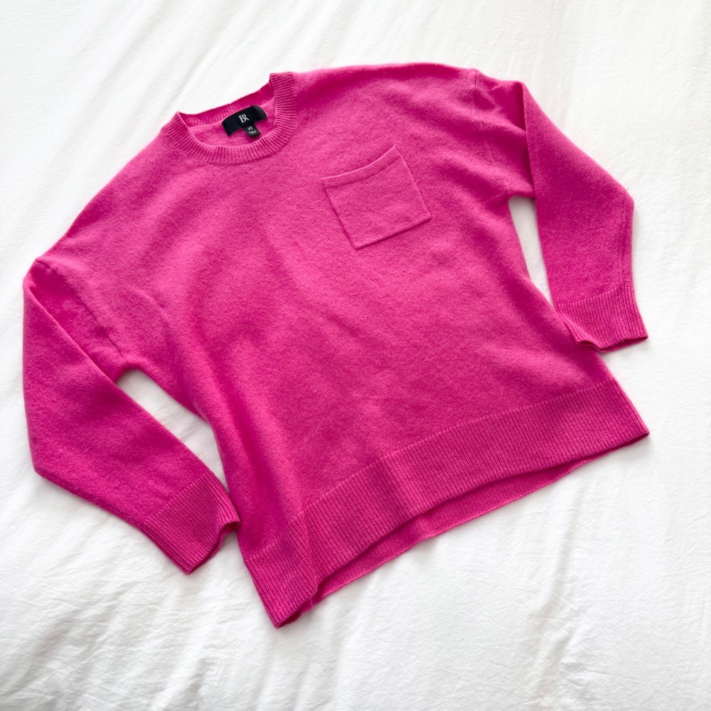 Banana Republic Caro 100% Cashmere Oversized Pocket Sweater Pink XS - Picture 2 of 8